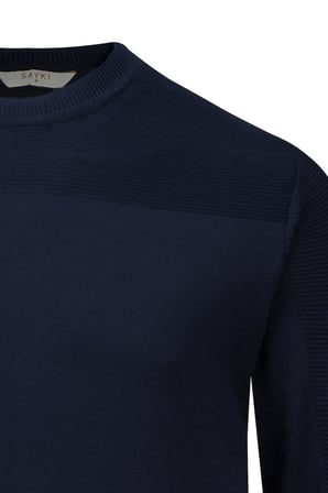 Lacivert Regular Fİt Bisiklet Yaka Rayon Kazak | M