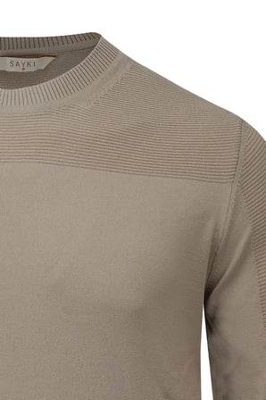 Bej Regular Fİt Bisiklet Yaka Rayon Kazak | M