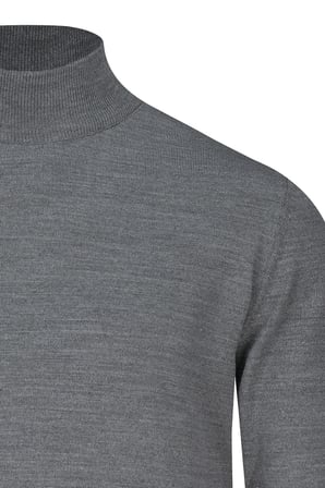 Gri Regular Fit Yarım Balıkçı Yaka Yünlü Kazak | XXL