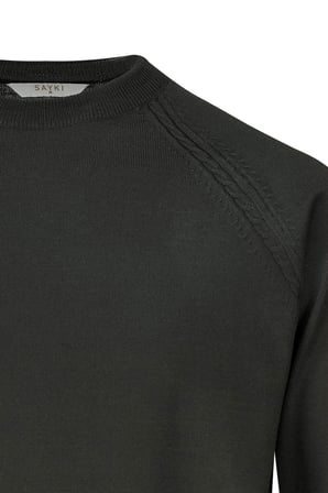 Haki Regular Fit Bisiklet Yaka Yünlü Kazak | XL