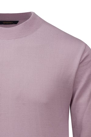 Pembe Regular Fit Yarım Balıkçı Yaka Yünlü Kazak | L