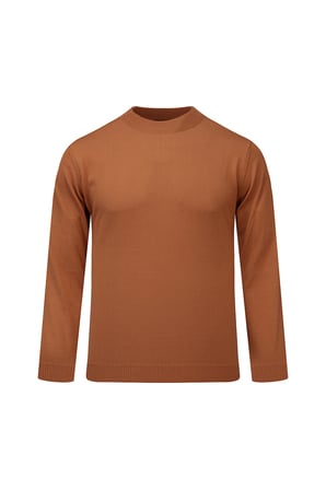 Kiremit Regular Fit Yarım Balıkçı Yaka Yünlü Kazak | L