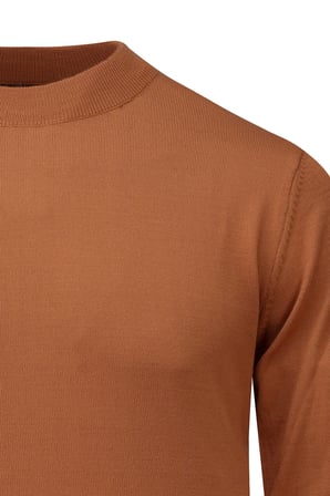 Kiremit Regular Fit Yarım Balıkçı Yaka Yünlü Kazak | L