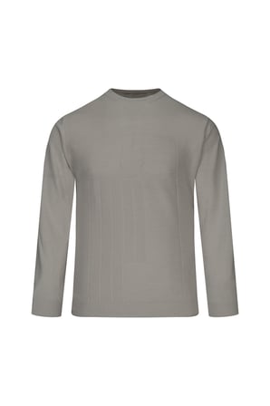 Ekru Regular Fit Jakarlı Bisiklet Yaka Yünlü Kazak | L