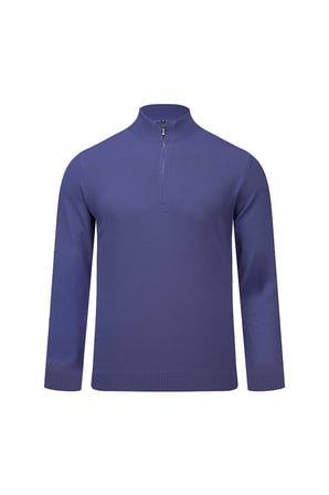 Mor Regular Fit Yarım Balıkçı Yaka Fermuarlı  Kazak | L