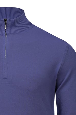Mor Regular Fit Yarım Balıkçı Yaka Fermuarlı  Kazak | L
