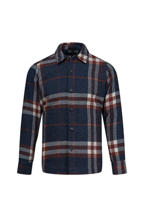Lacivert Regular Fit Shacket Uzun Kollu Pamuklu Kareli Gömlek | XL