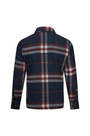 Lacivert Regular Fit Shacket Uzun Kollu Pamuklu Kareli Gömlek | XL