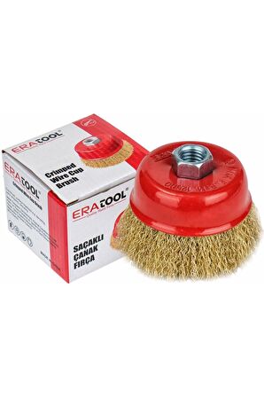 Çanak Fırça Dalgalı Sarı Telli M14 Vidalı 75mm