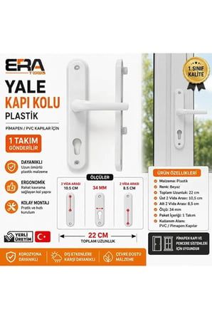 Era Tool Yale Kapı Kolu Plastik Kapı Kolu Pimapen Kolu 1 Takım Gönderilir Yerli Üretim Kodu : Era 40335
