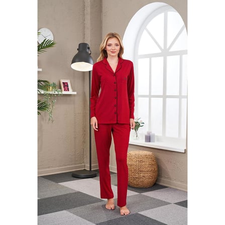PJS 23523 Kadın Puanlı Düğmeli Pijama Takım