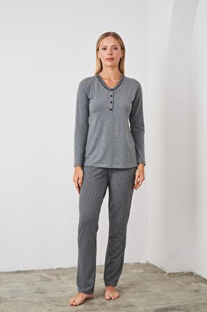 Pjs 24522 Kadın Patlı Çizgili Pijama Takım