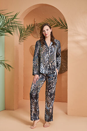 PJS Kadın Düğmeli Pijama Takım 27073 