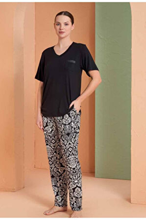 PJS Kadın V Yaka Pijama Takımı 27133 