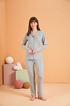 PJS Kadın Gri Pijama Takımı 28014 