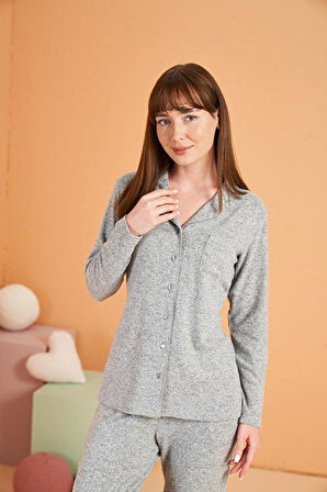 PJS Kadın Gri Pijama Takımı 28014 