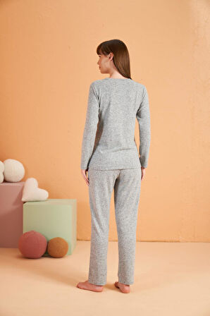 PJS Kadın Gri Pijama Takımı 28015 