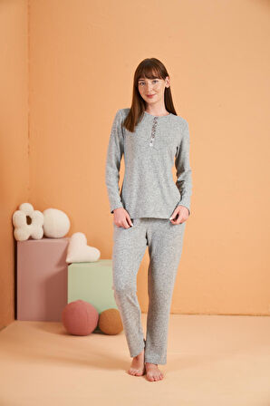 PJS Kadın Gri Pijama Takımı 28015 
