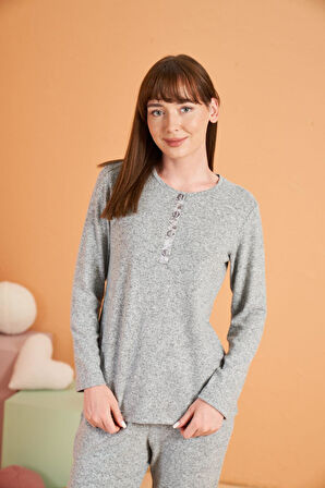 PJS Kadın Gri Pijama Takımı 28015 