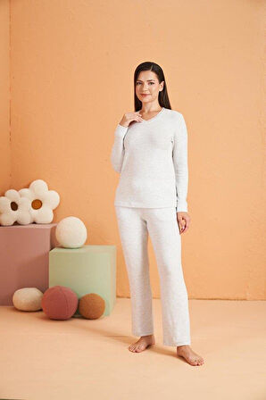 PJS Kadın Pijama Gri Takımı 28020 