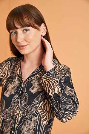 PJS Kadın Siyah Pijama Takımı 28039 