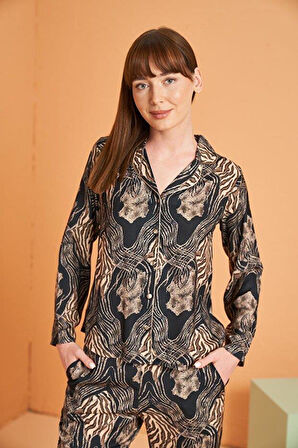 PJS Kadın Siyah Pijama Takımı 28039 