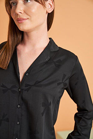 PJS Kadın Siyah Pijama Takımı 28042 