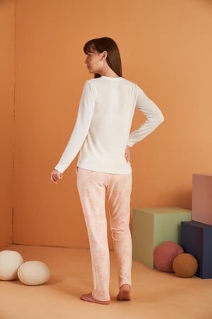 PJS Kadın Ekru Pijama Takımı 28056