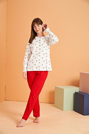 PJS Kadın Ekru Pijama Takımı 28060 