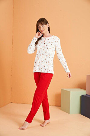 PJS Kadın Ekru Pijama Takımı 28060 