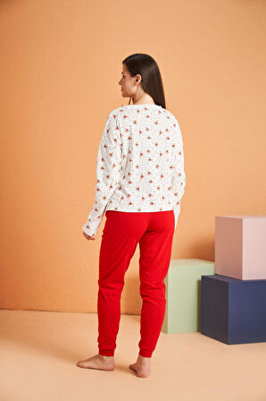 PJS Kadın Ekru Pijama Takımı 28061 