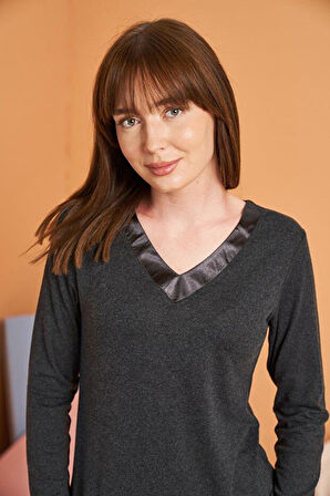 PJS Kadın Antrasit Pijama Takımı 28091