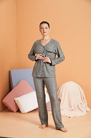 PJS Kadın Antrasit Pijama Takımı 28092 