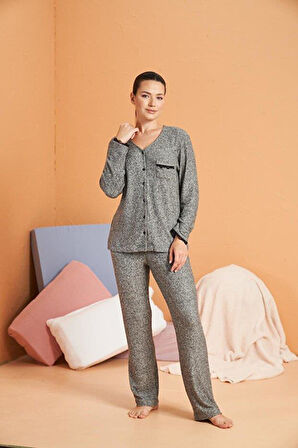 PJS Kadın Antrasit Pijama Takımı 28092 