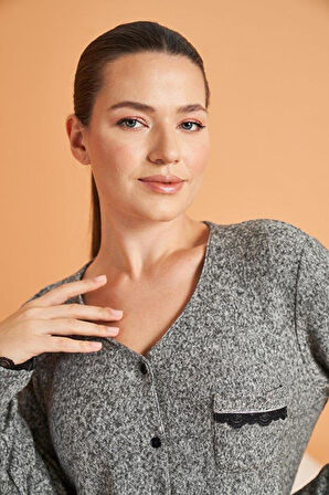 PJS Kadın Antrasit Pijama Takımı 28092 