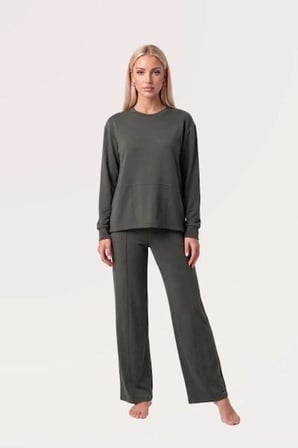 Pjs Kadın Yeşil Uzun Kol Pijama Takımı 30101 