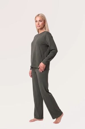 Pjs Kadın Yeşil Uzun Kol Pijama Takımı 30101 