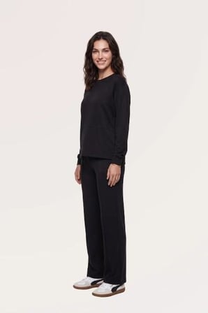 Pjs Kadın Siyah Uzun Kol Pijama Takımı 30102 