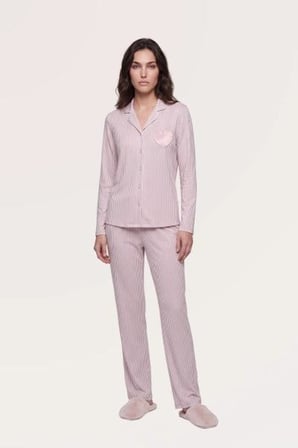 Pjs Kadın Pembe Uzun Kol Pijama Takımı 30145 