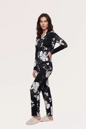 Pjs Kadın Siyah Düğmeli Pijama Takımı 30163 