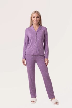 Pjs Kadın Lila Düğmeli Pijama Takımı 30169