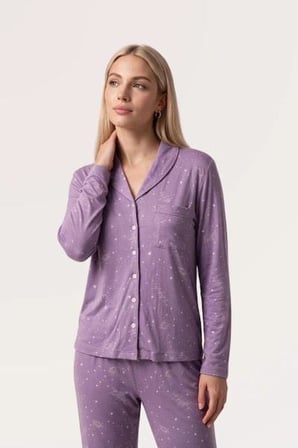 Pjs Kadın Lila Düğmeli Pijama Takımı 30169