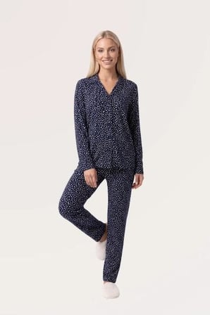 Pjs Kadın Lacivert Düğmeli Pijama Takımı 30182 