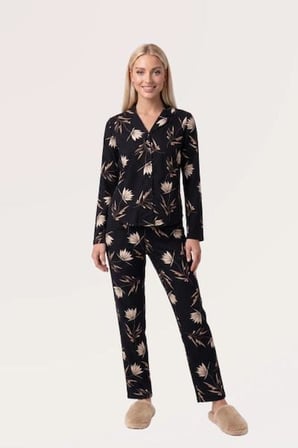 Pjs Kadın Siyah Düğmeli Pijama Takımı 30185 