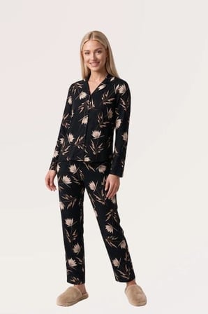 Pjs Kadın Siyah Düğmeli Pijama Takımı 30185 