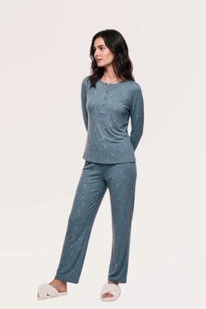 Pjs Kadın Yeşil Uzun Kol Pijama Takımı 30199 