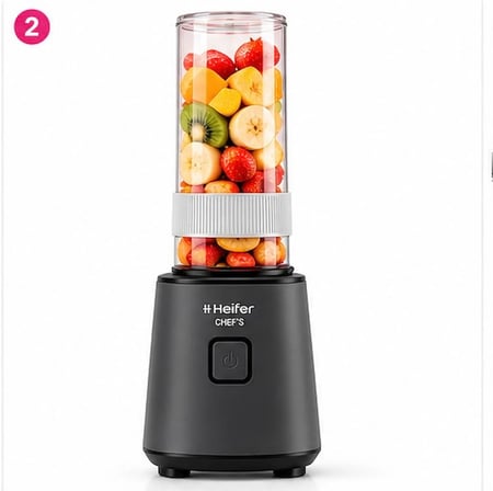 Heifer Chef’s Smoothify Personal Blender 500 W – 2 Adet Taşınabilir Hazne, Siyah