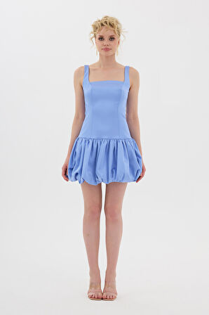 Carmen Kadın Balon Etek Saten Abiye Elbise 58514 Indigo