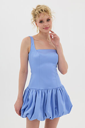 Carmen Kadın Balon Etek Saten Abiye Elbise 58514 Indigo