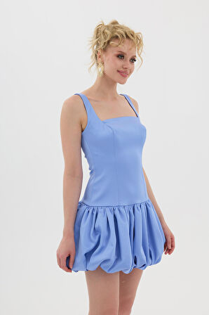 Carmen Kadın Balon Etek Saten Abiye Elbise 58514 Indigo